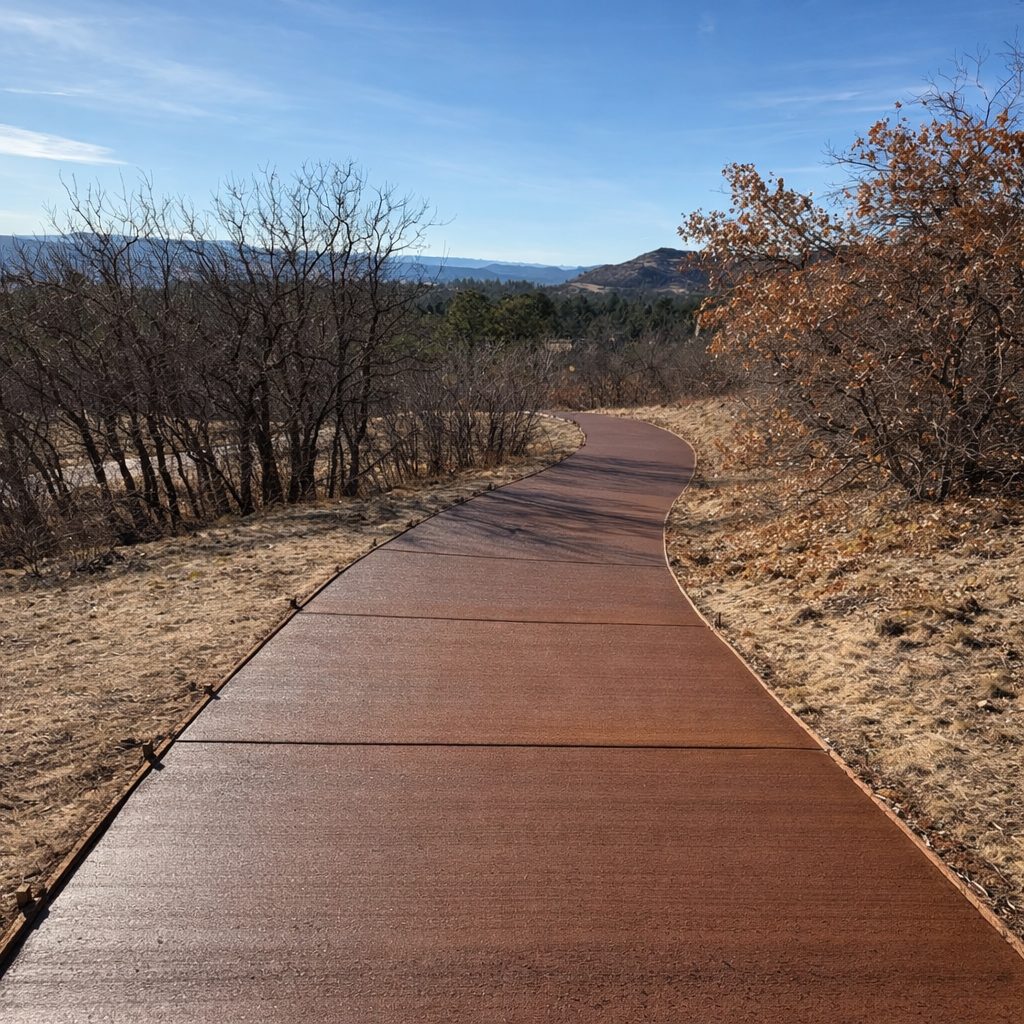 Integrally colored and textured concrete pathway